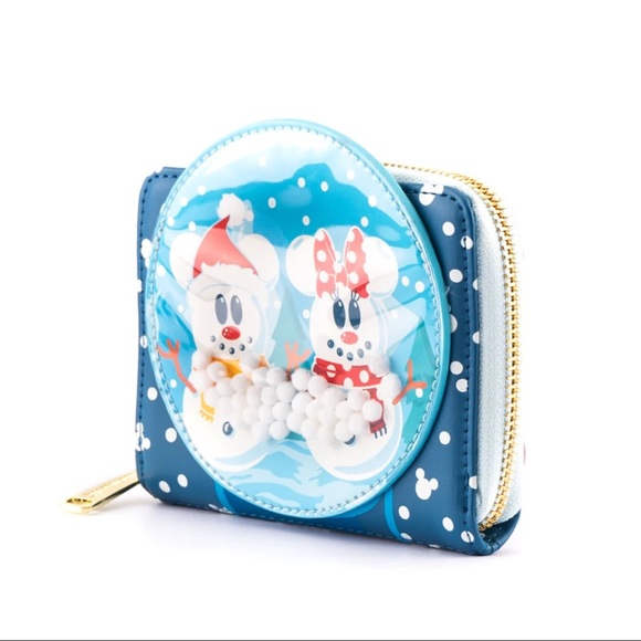 Loungefly Snowman Mickey & Minnie Snow Globe Backpack, Crossbody, & Wallet Set - Picture 11 of 16